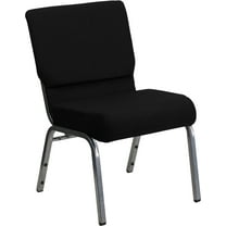 Flash Furniture Black Fabric Church Chair,PK4 4-XU-CH0221-BK-SV-GG