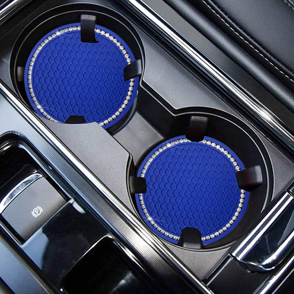 2PCS Car Cup Coaster Universal Vehicle Bling Travel Auto Cup Holder Bling Car Accessories 2.75 inch,Rhinestone Anti Slip Insert Coaster for Most Car Interior(Pink)