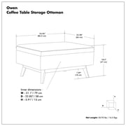 Simpli Home Owen Faux Leather Storage Coffee Table Ottoman in Saddle Brown