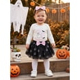 thumbnail image 6 of Loicainy Infant Baby Girl Halloween Clothes Set 3 6 9 12 18 Months Print Long Sleeve Romper Tulle Skirt Headband 3 Pcs Outfits, 6 of 9