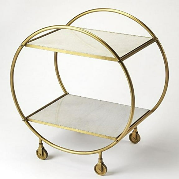Butler Specialty Marble Top Serving Cart In White And Gold