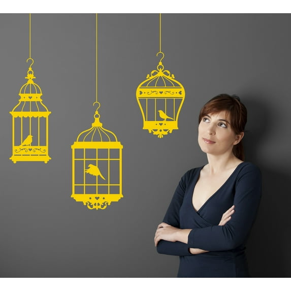 Decorative Hanging Birdcages Wall Decal Stickers