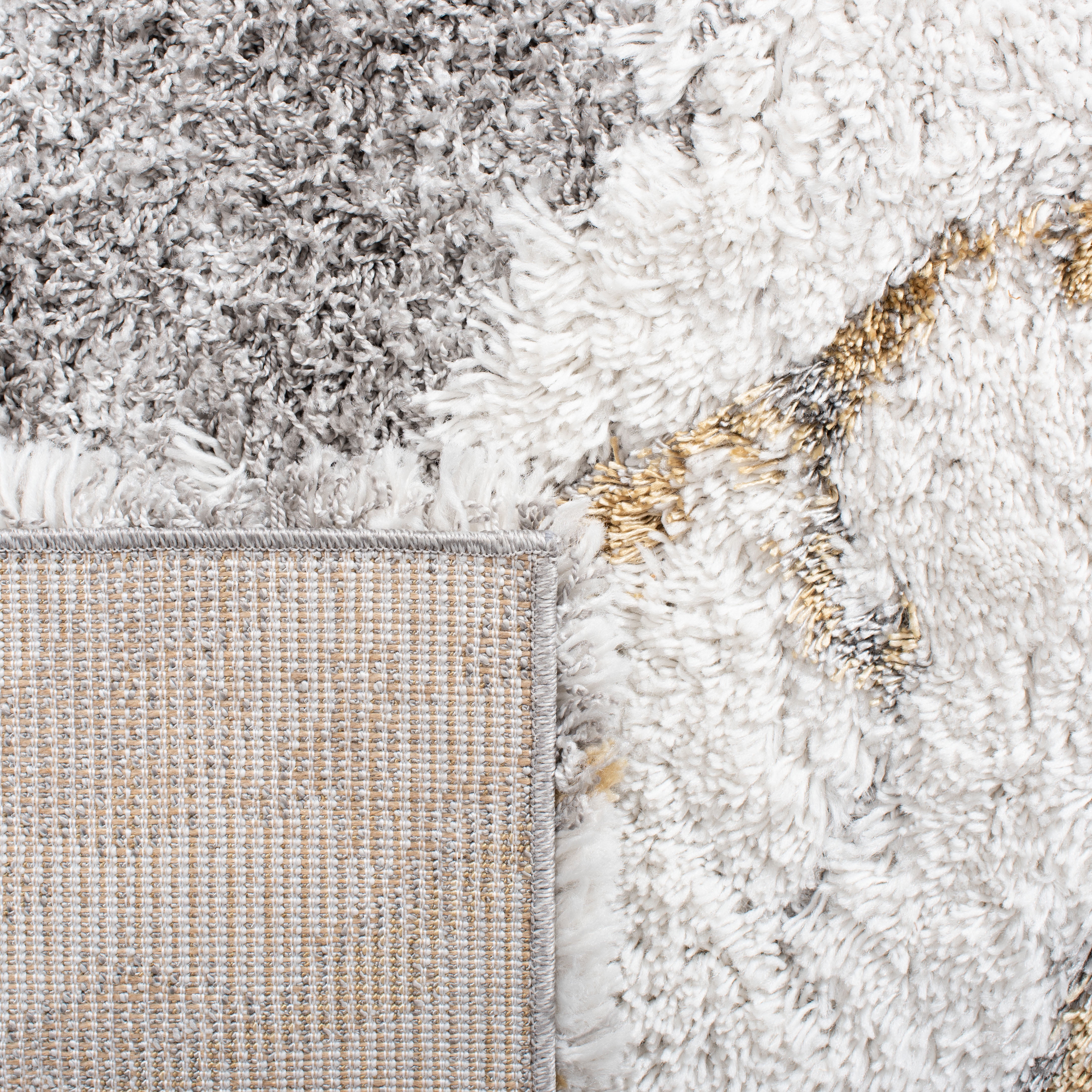SAFAVIEH Horizon Konstantinos Abstract Shag Area Rug, Grey/Gold, 5' x 5' Square