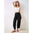 thumbnail image 5 of Womens Baggy Wide Leg Pants Casual Elastic Waisted Palazzo Harem Pants with Pockets Black XL, 5 of 9
