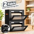 thumbnail image 3 of 2 Pack Black Closet Storage Bins with Lids Front Opening Storage Bin Collapsible Fabric Organizer with Clear Window Dual Handles Closet Clothes Blanket Book Storage Box for Home DIMJ, 3 of 13