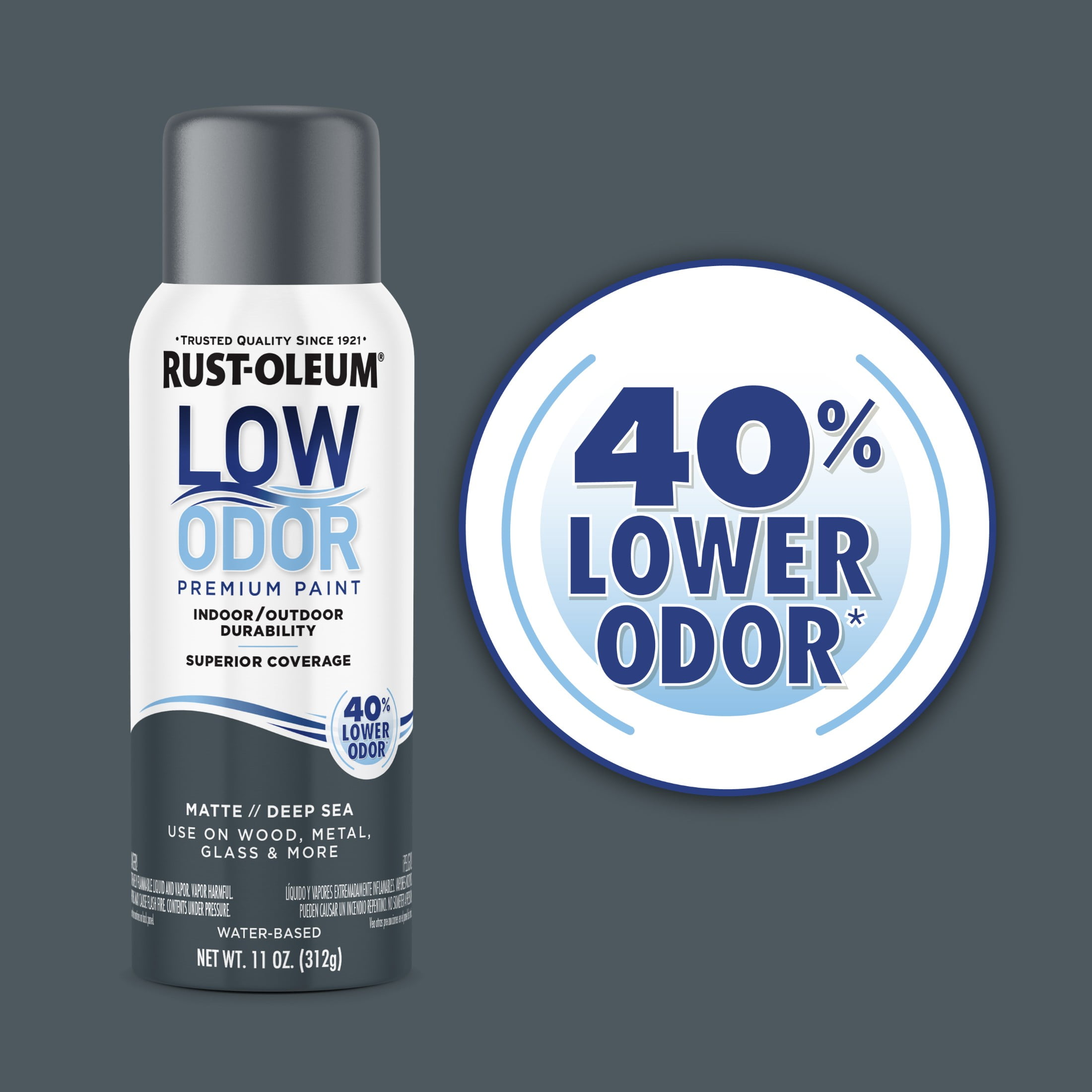 (2 pack) Deep Sea, Rust-Oleum Low Odor Premium Matte Spray Paint-388285, 11 oz