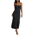 thumbnail image 1 of xiaxaixu Robe Longue d'Été Ajustée pour Femmes Couleur Unie Sans Manches Coupe Basse Robe à Bretelles Spaghetti en Tricot, 1 of 8