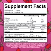 MaryRuths Biotin Gummies Goji Berry Flavor Vegan Hair Skin Nails Support 2,500mcg 60 Count