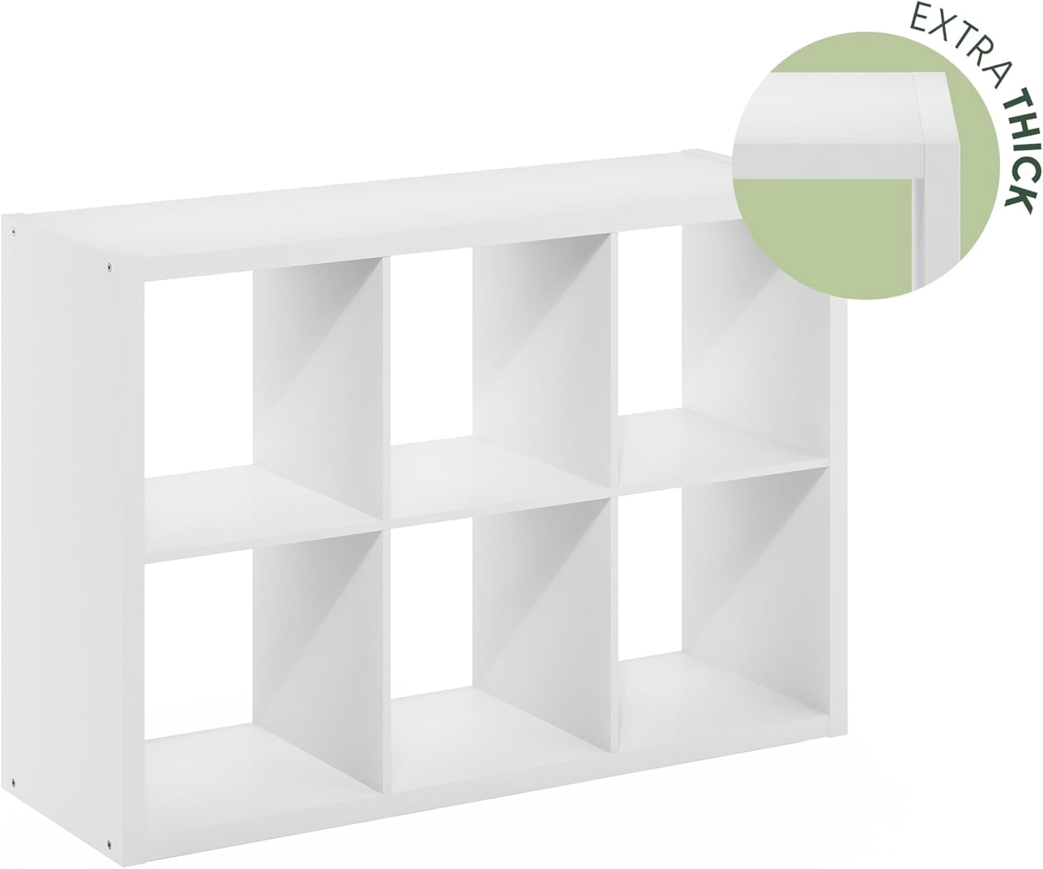 PurelyGoods Cubicle Open Back Decorative Cube Storage Organizer, 6-Cube, White