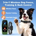 thumbnail image 3 of Wireless Dog Fence, 3-in-1 Dog Training Collar with Remote & Automatic Bark Control, 8 Adjustable Radius Settings, 3 of 8