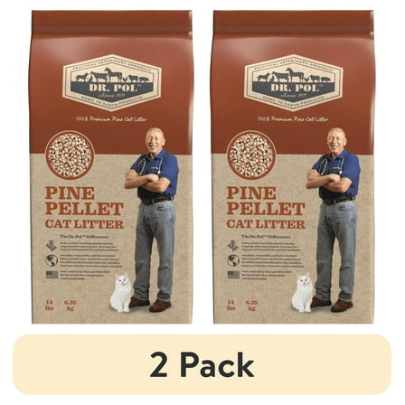 (2 pack) Dr. Pol Pine Pellet Cat Litter - 14lb Bag