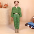 thumbnail image 2 of WERYOUNG Pantalon de Performance Filles Garçons Été Décontracté Scintillant à Paillettes Léopard Imprimé Extensible Taille Élastique Jambe Droite Pantalon Bébé Polyvalent Mode Urbaine, Vert, 7-8 Ans, 2 of 4