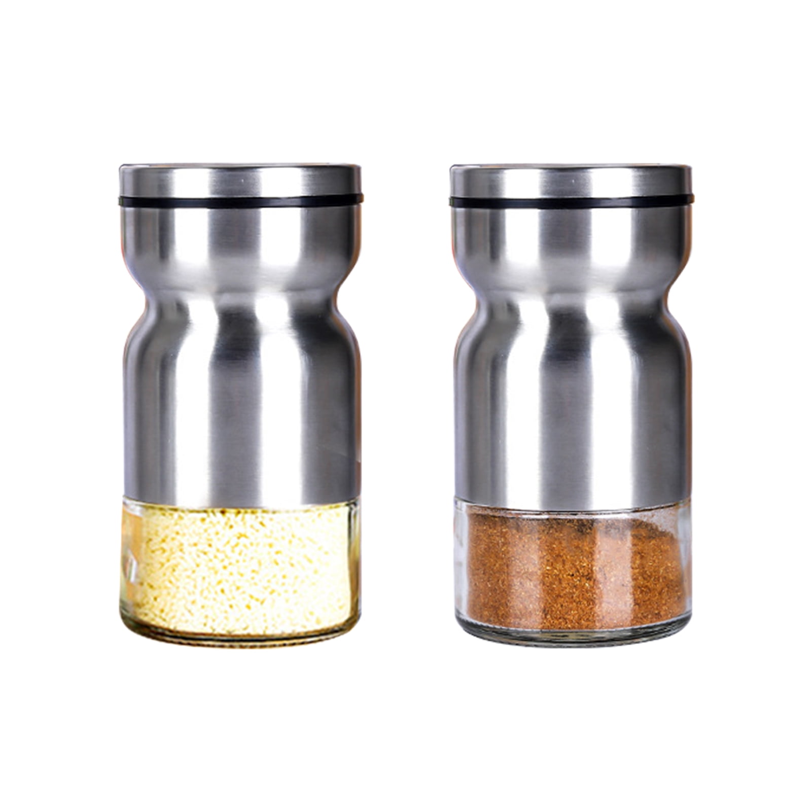 Yesbay 2Pcs Elegant Hourglass Shape Stainless Steel Salt Pepper Shakers