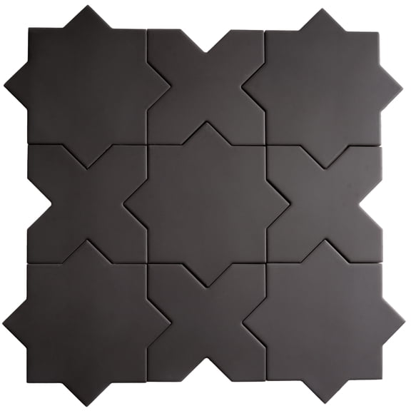 Seville Graphite Black 7" Star with 5" Cross Matte Porcelain Wall and Floor Tile (10.62 sq ft/case) - 68 Pack