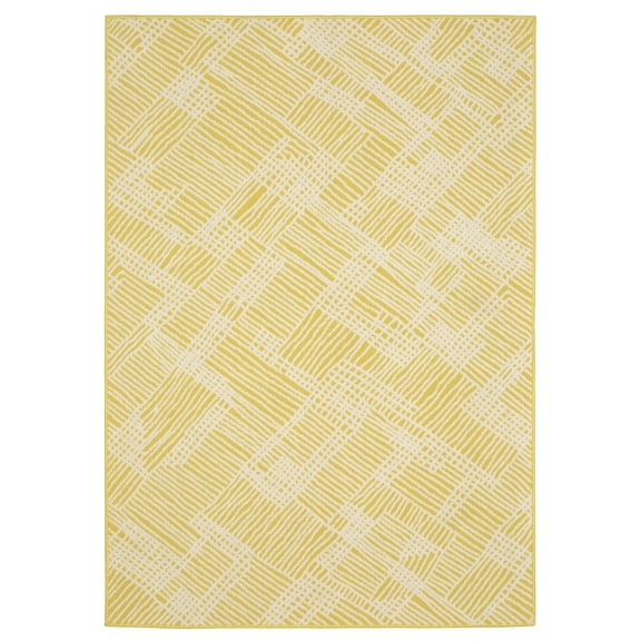 Oriental Weavers Havana Indoor/Outdoor Rug - HAV08 - 5'3" x 7'3" - in Yellow/ Ivory - Classic Casual Style, Water, Stain and Fade Resistant, Hose Clean, Patio, Outdoor Living Area Rug