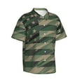 thumbnail image 2 of Balery Jungle Green Camo USA Flag Print Men's Hawaiian Shirts Short Sleeve Beach Shirt Relaxed Fit Vacation Button Down Shirts-Small, 2 of 9