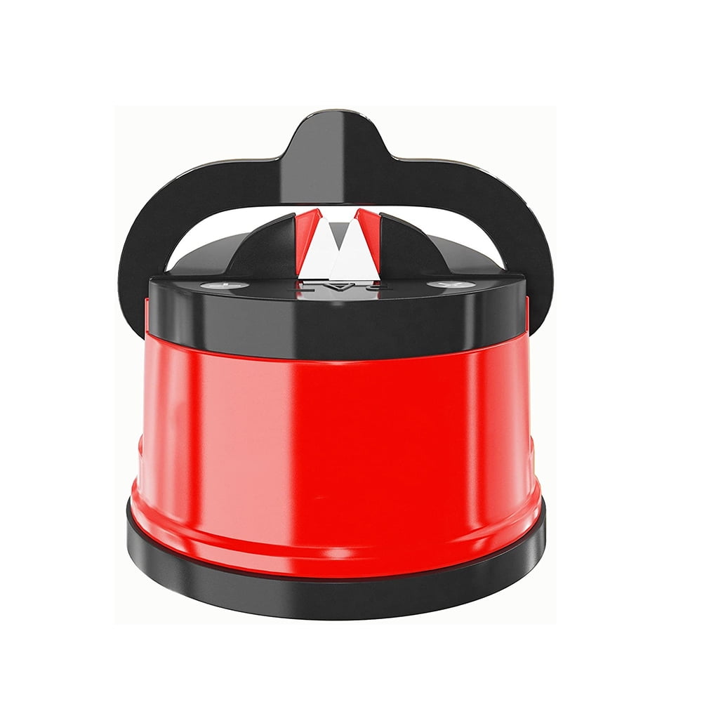 Sharpening Stone Stainless Suction Pad Scissors Grinder Secure Suction Safety Kitchen Sharpening Tool, Red