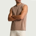 thumbnail image 5 of Dolkfu Cotton Men Tops And Shirts Crew Neck Retro Vintage Brown Sleeveless Pull-on Solid Fashion Leisure Modern Tank Tops Coffee,M, 5 of 5