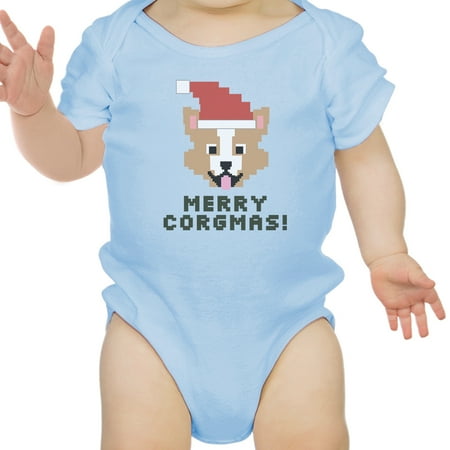 

Merry Corgmas Corgi Blue Baby Bodysuit Cute Christmas Baby Gift Idea