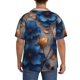 thumbnail image 3 of Fotbe Elegant Blue Gold Blooms Camisa Estampada de Manga Corta para Hombre, Casual de Verano, Estilo Playero, Sin Arrugas-Small, 3 of 5