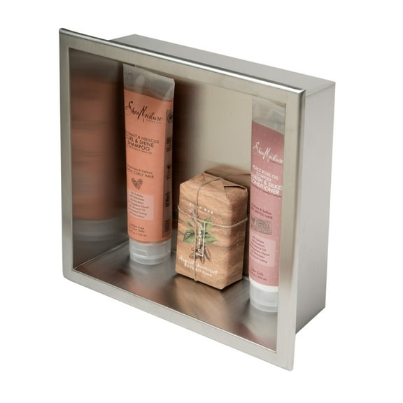 ALFI brand ABN1212-BSS 12 x 12 Brushed Stainless Steel Square Single Shelf Bath Shower Niche