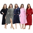 thumbnail image 2 of Camisón con solapa de color liso estampado, bata de baño para otoño e invierno, ropa de dormir gruesa, larga, de franela de gran tamaño, ropa para el hogar para parejas, 2 of 6