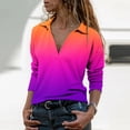 thumbnail image 2 of safuny Womens Top V-Neck Dressy Loose Pullover Floral Print Long Sleeve Plus Size T-Shirts Sweatshirt Comfy Casual Orange M, 2 of 5