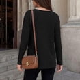 thumbnail image 4 of GERsome Women's Long Sleeve Shirts Crew Neck Button Trim Curved Hem Pullover Tops Casual Loose Fit Blouses Black M, 4 of 6
