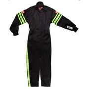 RaceQuip 1950796RQP Pro-1 Driving Suit SFI 3.2A/1 Black/Green Stripe Youth XL