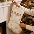 thumbnail image 4 of Yhmxh Velvet Christmas Stocking, 19 Inch Large Xmas Stocking with Golden Snowflake Embroidery & Merry Christmas Lettering, Hanging Plush Cuff Stocking for Fireplace Mantel Christmas Home Decor, 4 of 6
