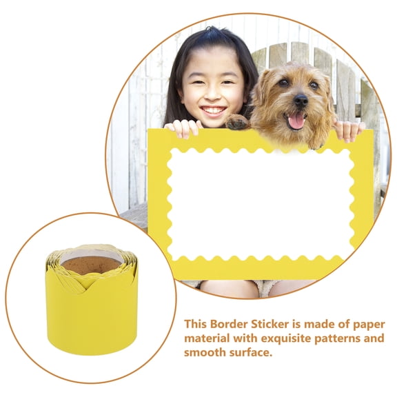 Luxshiny Yellow Decorative Bulletin Board Paper Border Trim for Classroom, Office Walls, Doors, and Lockers