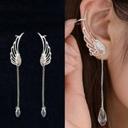 Christmas Deals SHOPESSA Christmas Gifts Jewelry 1Pair Silver Angel Wing Crystal Earrings Drop Dangle Ear Stud Clip Cuff on Clearance