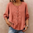 thumbnail image 2 of Wutalume Women's 3/4 Sleeve Button Down Top - Casual Cotton Blouse with Front Button Closure, 3/4 Sleeve Blouses for Women, Womens Summer Tops Lightweight,Saffron 2XL, 2 of 8
