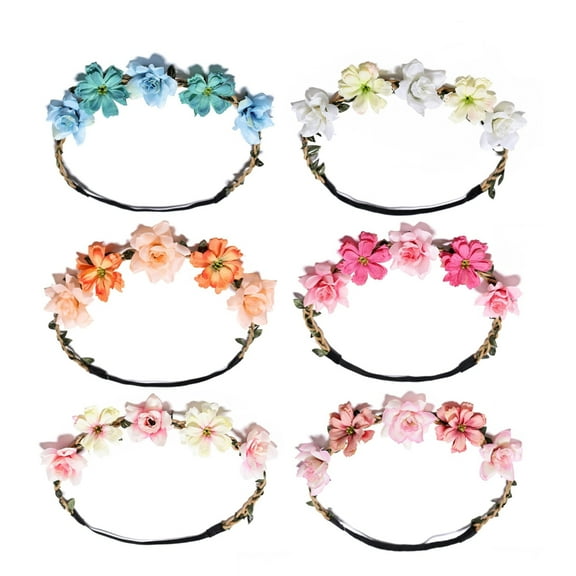 JZROCKER Bride Flower Crowns Garlands Headpiece Hair Floral Wreath Adjustable Flower Headbands for Bridal Wedding Festival