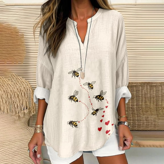 Women Shirts V Neck Shirt For Women Boho Multi Style Blouse Long Sleeve Novelty Graphic Plus Size Pullover Tops For Women,White Women Shirts XL
