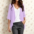 thumbnail image 2 of Feancey Lightweight Cardigans for Women Open Front 3/4 Sleeve Cardigan Jacket Ruffle Hem Casual Chiffon Cover Ups Sheer Casual Kimono Cover Up Jackets Purple M, 2 of 8