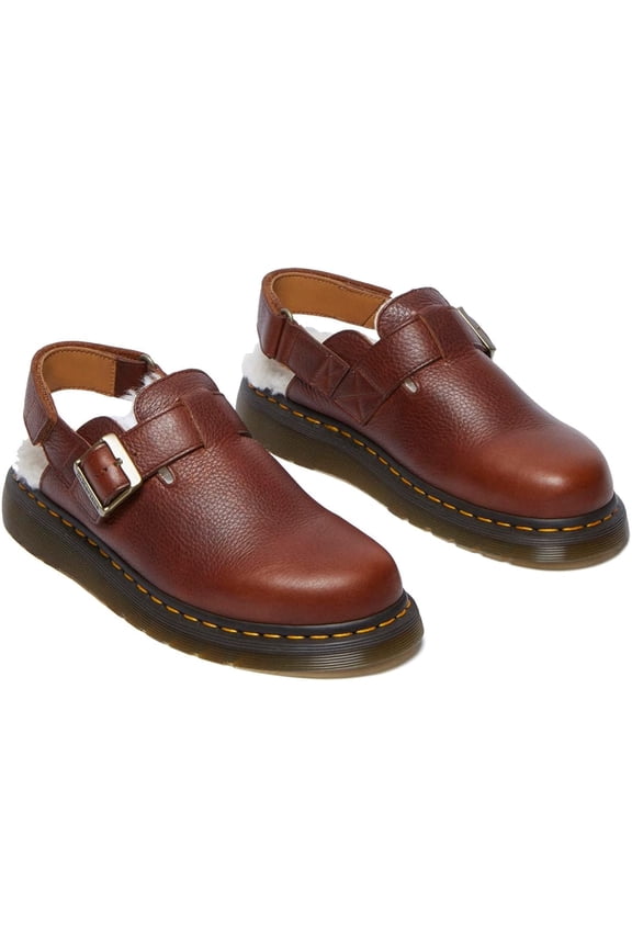 Women's Size 10 - Dr. Martens Jorge II Faux Fur Lined Leather Slingback Mules Cashew Brown