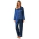 thumbnail image 4 of Conjunto de pijama Schbbbta para mujer, satén de seda, azul marino, talla S, 2 piezas, 4 of 7