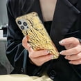 thumbnail image 6 of Compatible for iPhone 15 Pro Case Cute Glitter Fashion Women Girly Luxury Tin Foil Pleated Design Phone Cases 3D Gold Silicone Sparkly Slim Soft Glossy Cover 6.1 Inch, 6 of 15