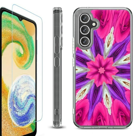 OneToughShield ® Case Compatible with Samsung Galaxy A25 5G, Shockproof Bumper Phone Case, with Tempered Glass Screen Protector - Kaleidoscope Rose