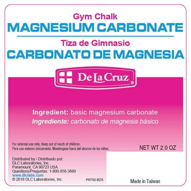 De La Cruz Magnesium Carbonate Powder, Gym Chalk for Workouts, Weightlifting and Rock Climbing, 2 oz Block
