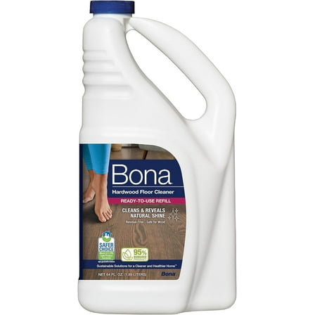 Bona Hardwood Floor Cleaner Refill - 64 fl oz - Unscented - Refill for Bona Spray Mops and Spray Bottles - Residue-Free Floor Cleaning Solution for Hardwood Floors