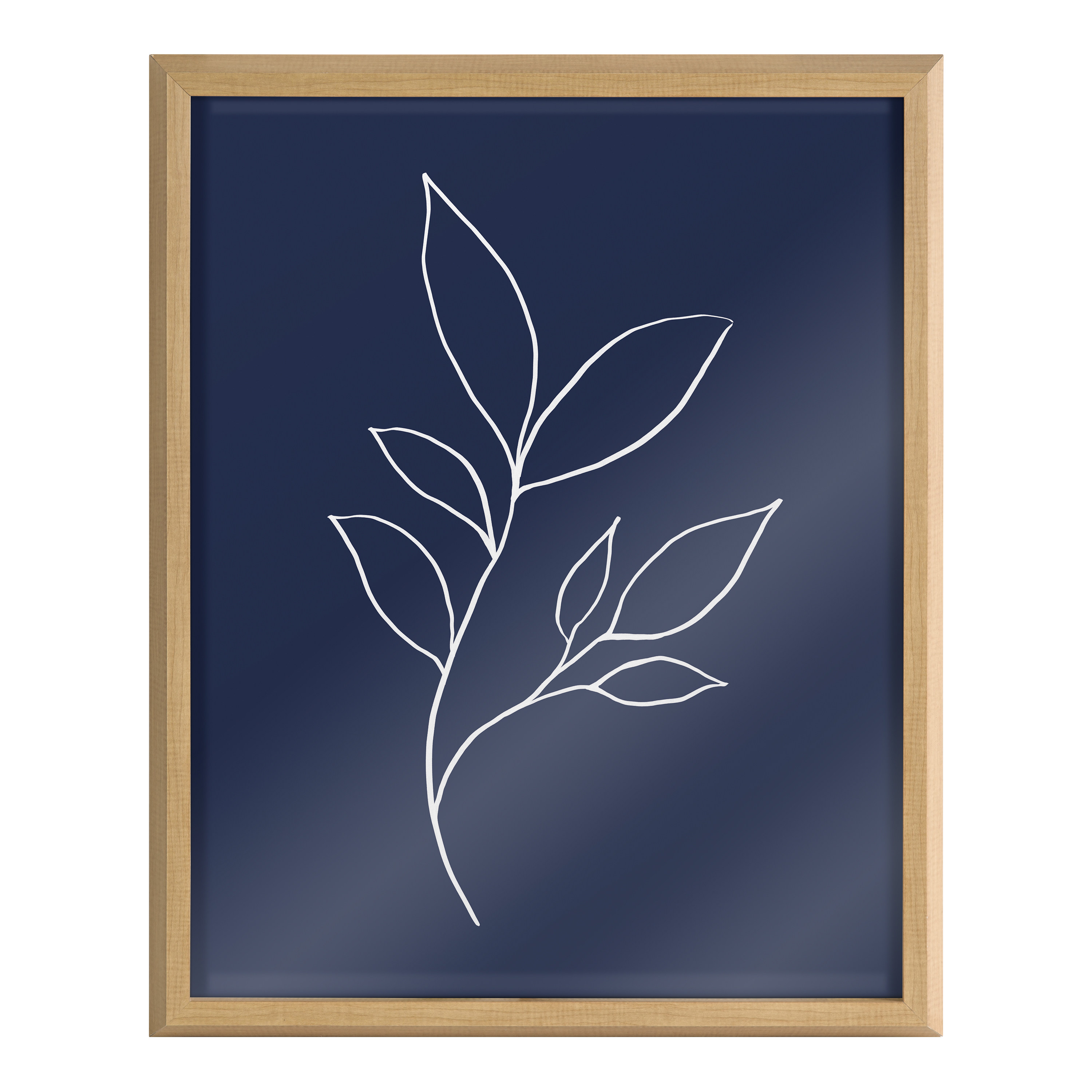 Blake Modern Blue Botanical Line Sketch Print 3 16 in x 20 in Framed Drawing Art Prints, by Kate and Laurel