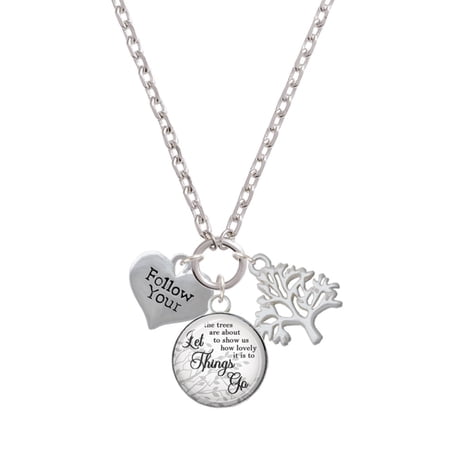 Delight Jewelry Silvertone Follow Your Heart Let Things Go Fall Zoey Charm Necklace, 28"