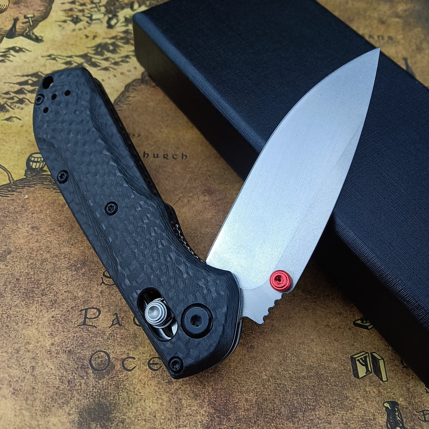 7"Folding Pocket Knife,D2 Steel Blade, Carbon Fiber Handle, Axis Lock Knife, With Pocket Clip for Outdoor Camping