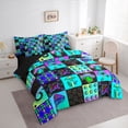 thumbnail image 3 of Homewish Fungus Botanical Mushroom 7pcs Bedding Comforter Set,Rustic Bohemian Style Queen Bedding Sets,Neon Blue Black Queen Sheet Sets For Kids,Super Cozy Room Decor Reversible, 3 of 8