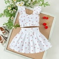 thumbnail image 1 of 2PCS Summer New Style Girls 1-4 Years Old Comfortable Sweet Cherry Love Pattern Top + Short Skirt Set Toddler Girl Clothes, 1 of 6