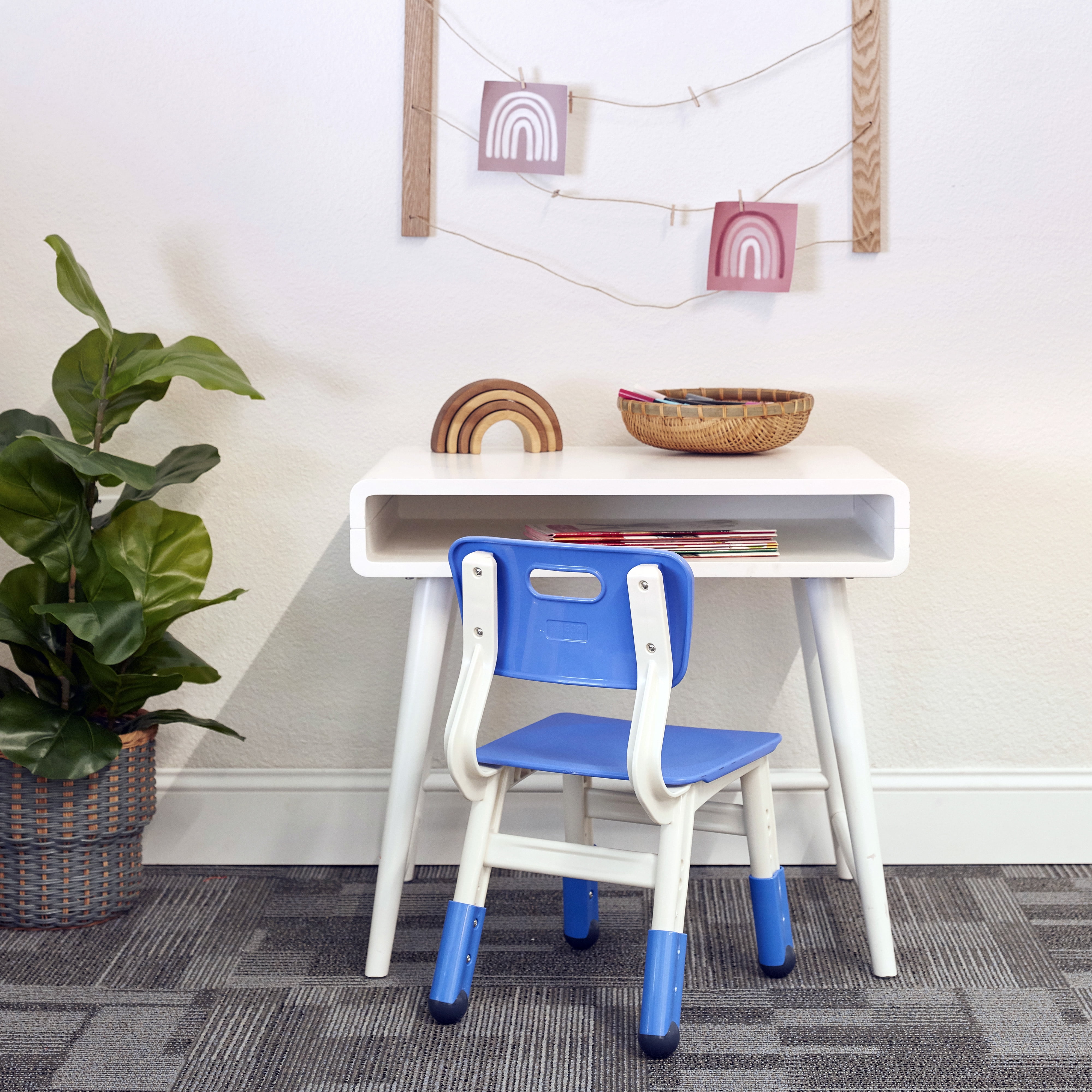 ECR4Kids Resin Classroom Chairs with Adjustable Seat Height 2-Pack Blue