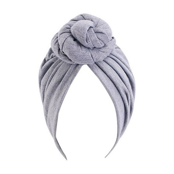 pitrice Turban 2 Layers Knot Muslim Hijab Stylish Spiral Cover Beanie Wide Head Wrap Fashion Caps Bonnet Styling Accessories Gray