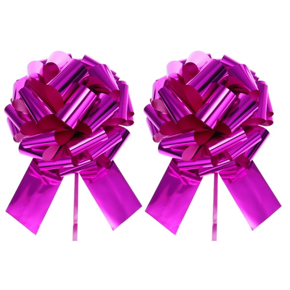 2pcs 12" Extra Giant Large Pull Bow Christmas Metallic Car Gift Wrapping Bows for Wedding Gift Bow, Rose Red